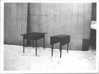 SA0636b - Photo shows two tables, one of which is a drop-leaf., Winterthur Shaker Photograph and Post Card Collection 1851 to 1921c